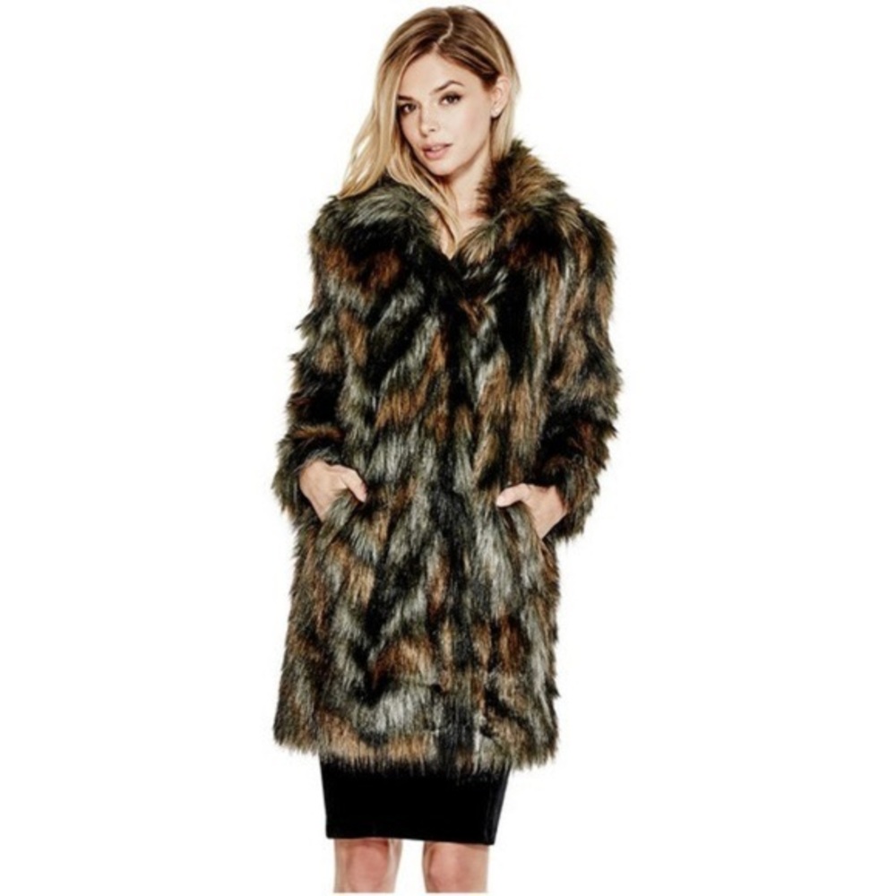 GUESS faux fur coat